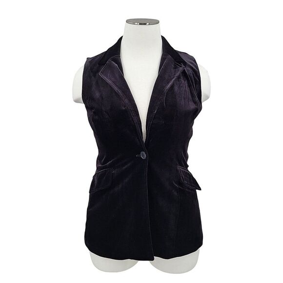 Coldwater Creek Black Velvet Vest Single Breasted Women's Plus Size 16 - Picture 1 of 13